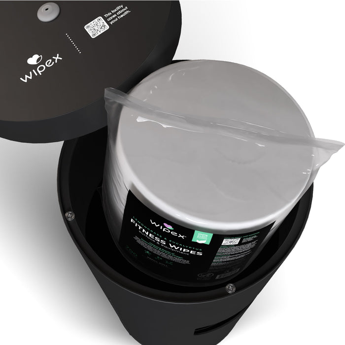 Wipex Premium Matte Floor Dispenser for Bulk Gym Wipes | Stainless Steel | Free Standing Model - Sweatfully