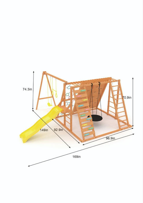 Sycamore Backyard Climbing Set – 2 Swings, Trapeze Bar & Outdoor Fun - Sweatfully