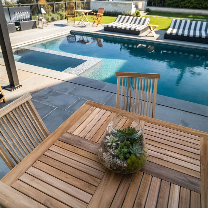 Telluride 4-Person Natural Teak Outdoor Square Dining Table 39" - Sweatfully