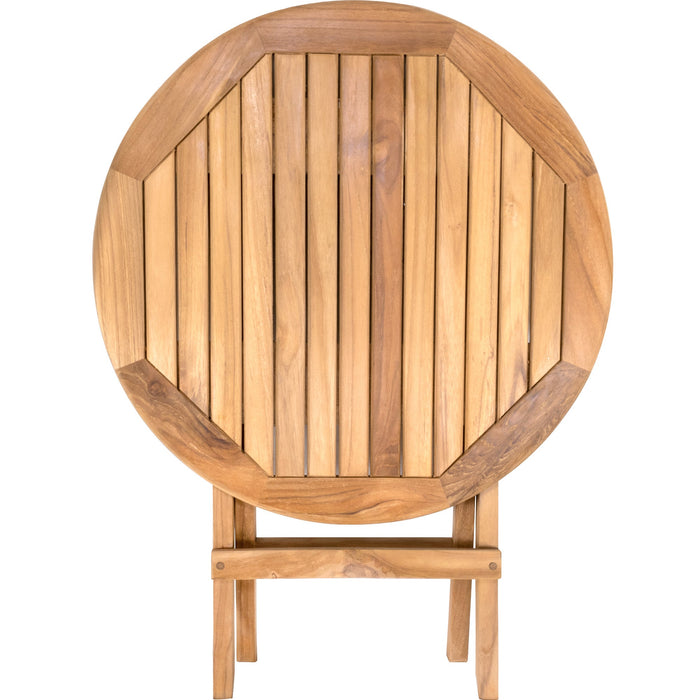 Ruger Natural Teak Outdoor Round Folding Side Table - 20" - Sweatfully
