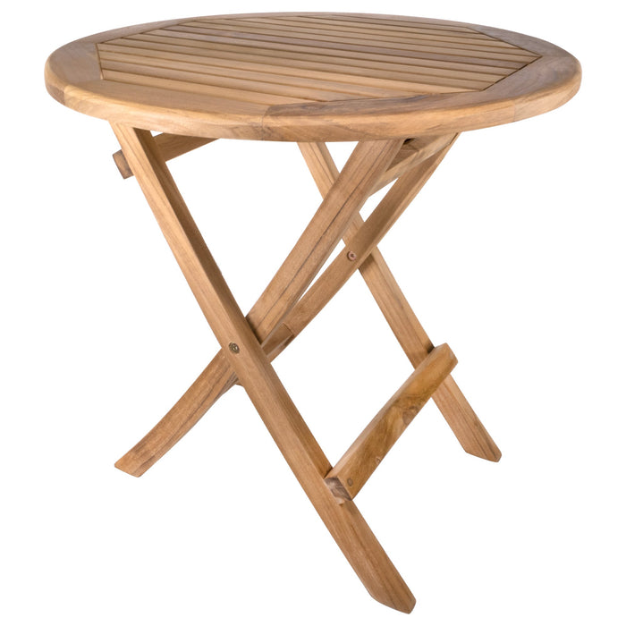 Ruger Natural Teak Outdoor Round Folding Side Table - 20" - Sweatfully