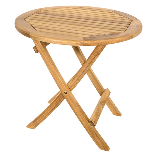 Ruger Natural Teak Outdoor Round Folding Side Table - 20" - Sweatfully