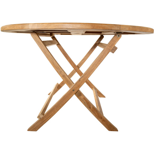 Naples Natural Teak Outdoor Foldable Round Dining Table - 47" - Sweatfully