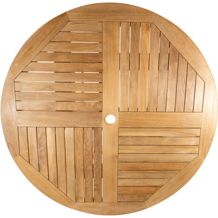 Naples Natural Teak Outdoor Foldable Round Dining Table - 47" - Sweatfully