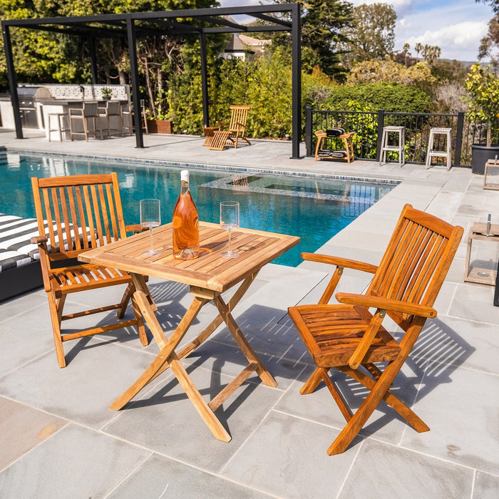 Telluride 2 Person Teak Folding Patio/Balcony Table - 28" - Sweatfully
