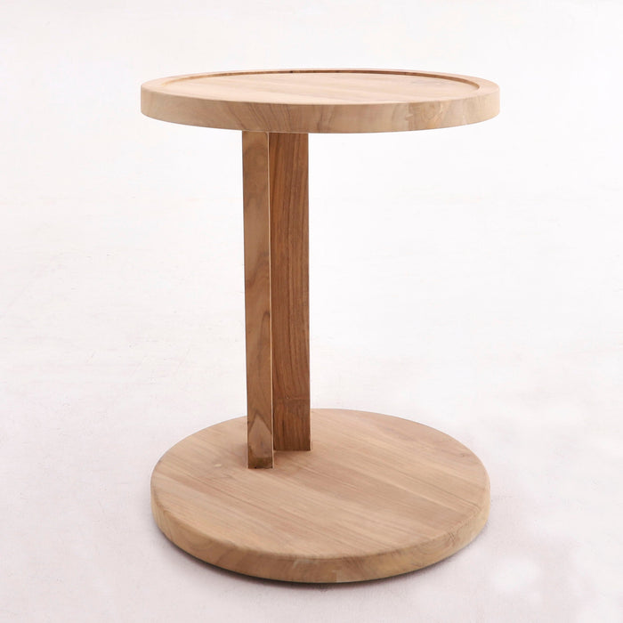 Cabo Natural Teak C Shaped Side Table - Sweatfully