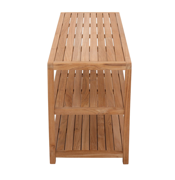 Savannah Natural Teak Shower and Spa/Bathroom/Outdoor - Storage Bench with Shelves- 28" or 40" - Sweatfully