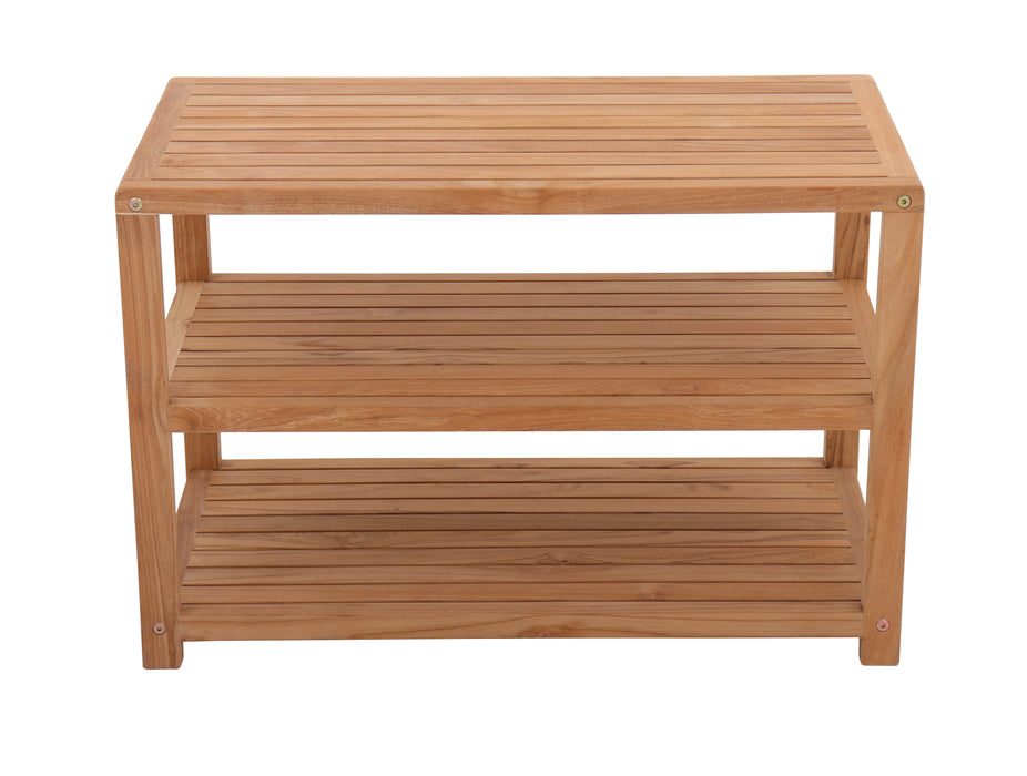 Savannah Natural Teak Shower and Spa/Bathroom/Outdoor - Storage Bench with Shelves- 28" or 40" - Sweatfully