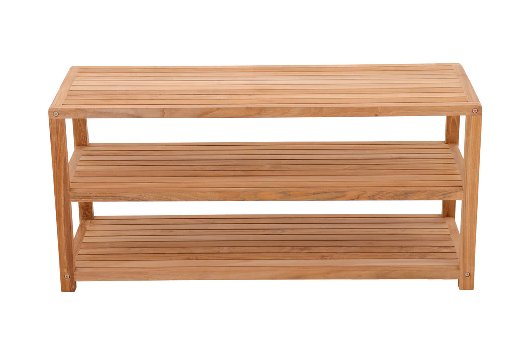 Savannah Natural Teak Shower and Spa/Bathroom/Outdoor - Storage Bench with Shelves- 28" or 40" - Sweatfully