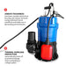 1/2 HP Submersible Trash Pump, 66 GPM / 3960 GPH, 400W 2" Discharge Heavy-Duty Dirty Water Pump for Dewatering, Flooded Basements, Pits, Pools, Irrigation, and Construction Sites - Sweatfully