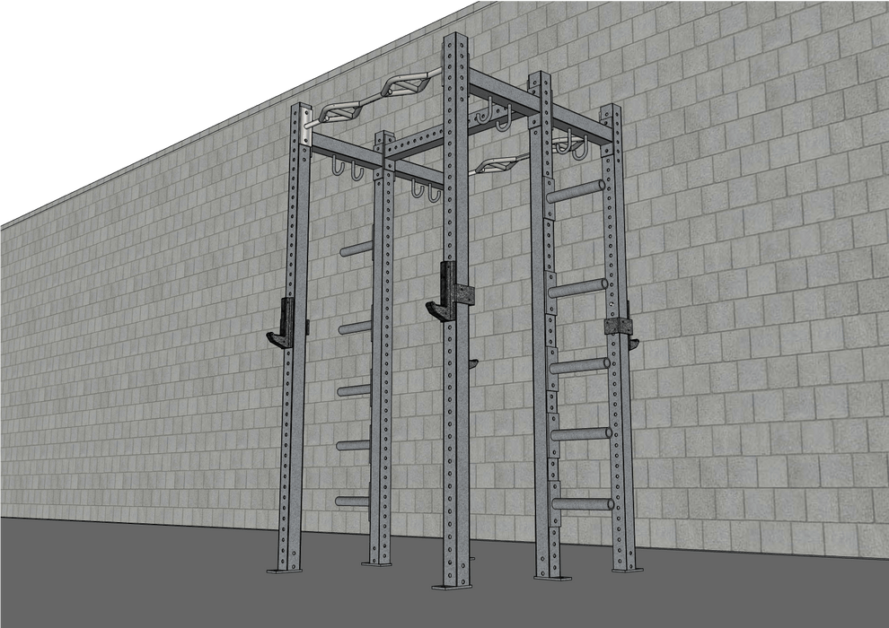 TGrip Commercial Double Half Rack - 3x3 Steel - Functional Multi-Grip Pull-Up - Integrated Plate Storage - J-Hooks - Sweatfully