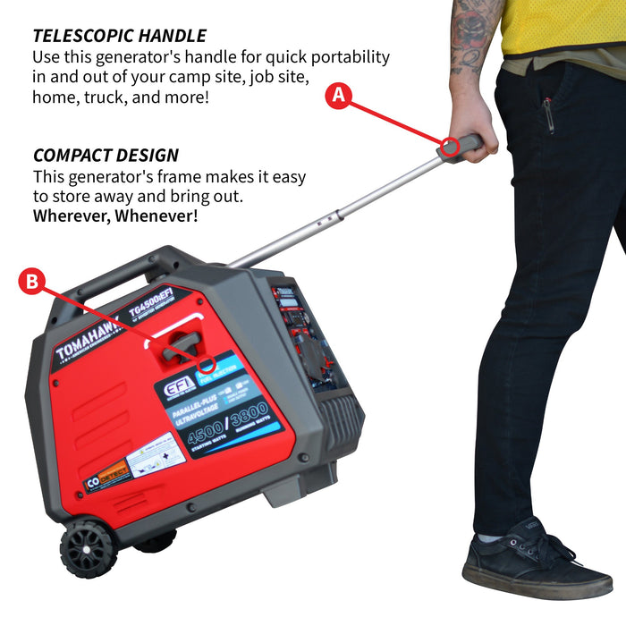 4500 Watt Inverter Generator Electronic Fuel Injection EFI Super Quiet Portable Gas Power Professional Use - Sweatfully
