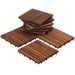 Denali Oiled Teak Outdoor Interlocking Tiles, 9 Slat (10 sq ft) - Sweatfully