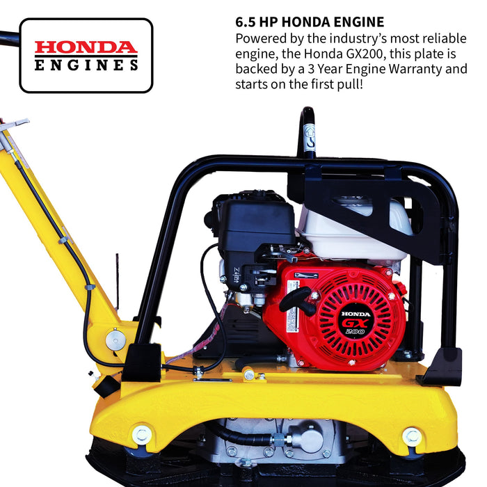 6.5 HP Honda Reverse Hydraulic Plate Compactor for Soil, Aggregate, Cohesive Compaction - Sweatfully