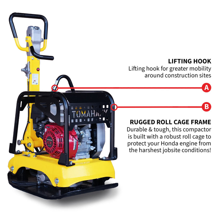 6.5 HP Honda Reverse Hydraulic Plate Compactor for Soil, Aggregate, Cohesive Compaction - Sweatfully