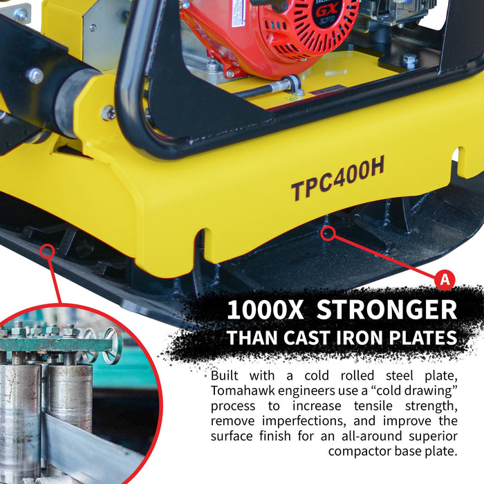 9HP Reverse Plate Compactor Honda GX270 Electric Start 11,690 lbs/ft² for Granular Cohesive Soil Compaction - Sweatfully