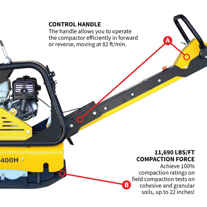 9HP Reverse Plate Compactor Honda GX270 Electric Start 11,690 lbs/ft² for Granular Cohesive Soil Compaction - Sweatfully