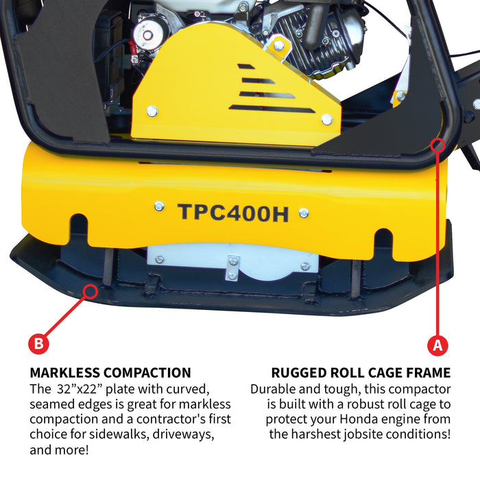 9HP Reverse Plate Compactor Honda GX270 Electric Start 11,690 lbs/ft² for Granular Cohesive Soil Compaction - Sweatfully