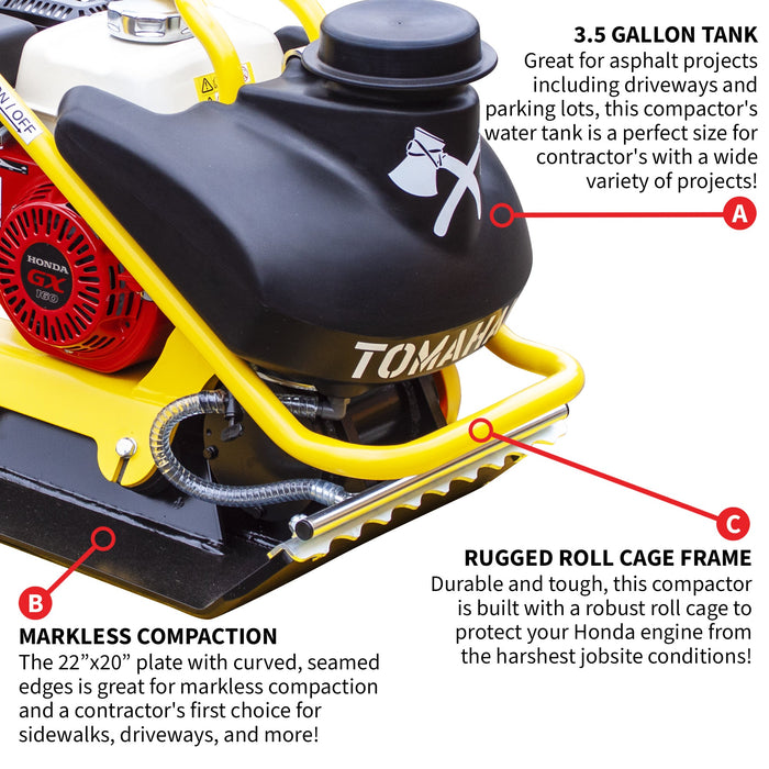 5.5 HP Honda Vibratory Plate Compactor for Asphalt Aggregate Soil Compaction - Sweatfully