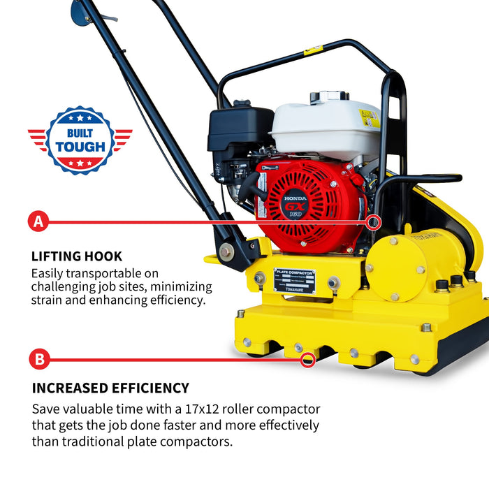 5.5 HP Honda Paver Roller Compactor 17x12 for Pavers, Bricks, Stone, Sand Compaction - Sweatfully