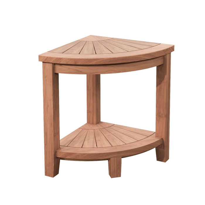 Stanley Natural Teak Shower and Bath Corner Stool with Shelf - 15.7" - Sweatfully