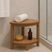 Stanley Natural Teak Shower and Bath Corner Stool with Shelf - 15.7" - Sweatfully