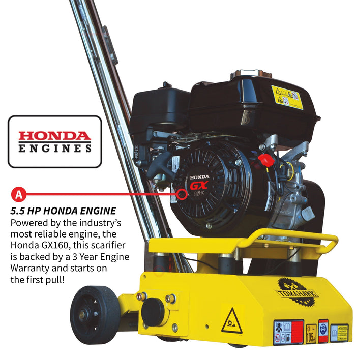 8” Gas Concrete Scarifier Planer Grinder with 5.5 HP Honda Engine & Drum - Sweatfully