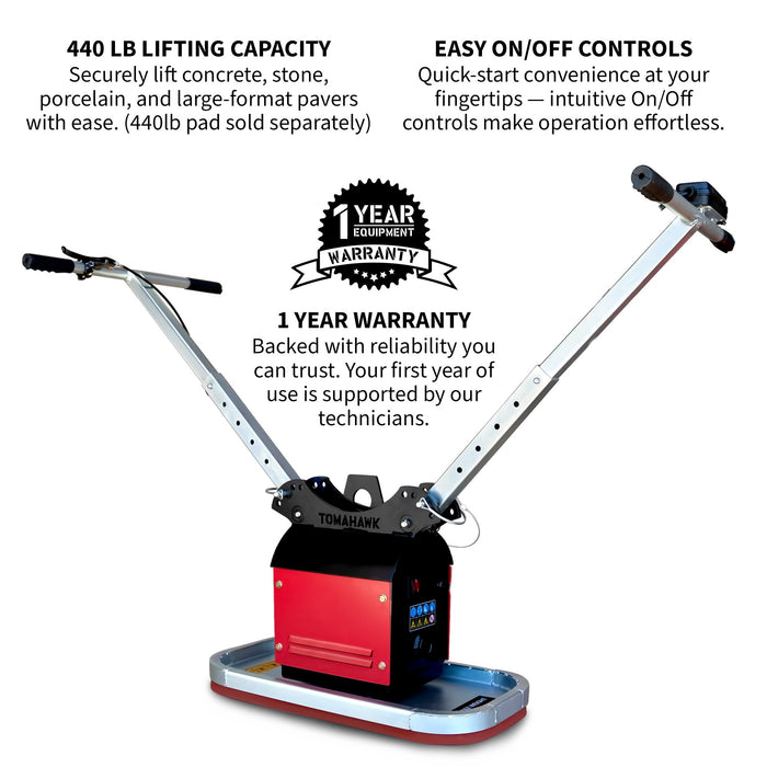 440 lb Electric Paver Slab Vacuum Lifter 1200W for Hardscaping, Concrete, and Stone Placement - Sweatfully