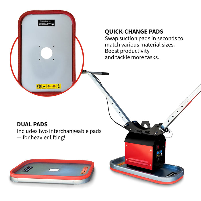 440 lb Electric Paver Slab Vacuum Lifter 1200W for Hardscaping, Concrete, and Stone Placement - Sweatfully