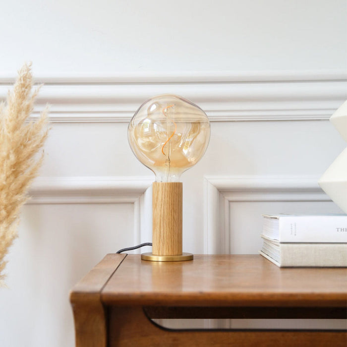 Knuckle Table Lamp in Oak + Voronoi I - Sweatfully