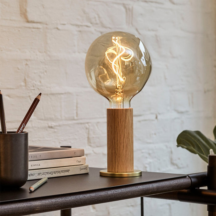 Knuckle Table Lamp in Oak + Voronoi I - Sweatfully