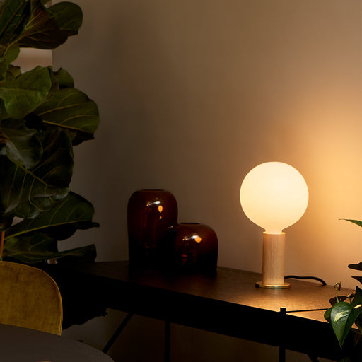 Knuckle Table Lamp in Oak + Sphere IV - Sweatfully