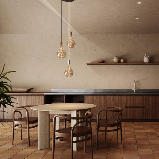 Triple Pendant in Brass + Voronoi III - Sweatfully