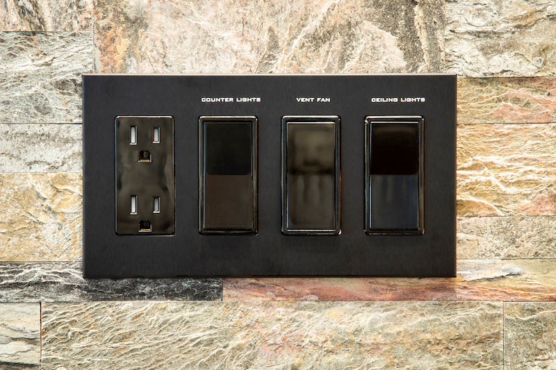 CleanPlate Wall Plate in Jet Black for Rocker Switches - Sweatfully