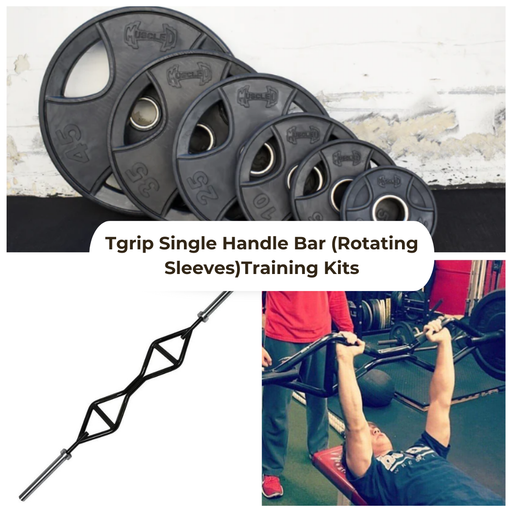 TGrip Pro Series Single Handle Olympic Bar (Rotating Ends) Training Kits - Multi Grip - Strength Training - Football - Swiss - Neutral - Sweatfully