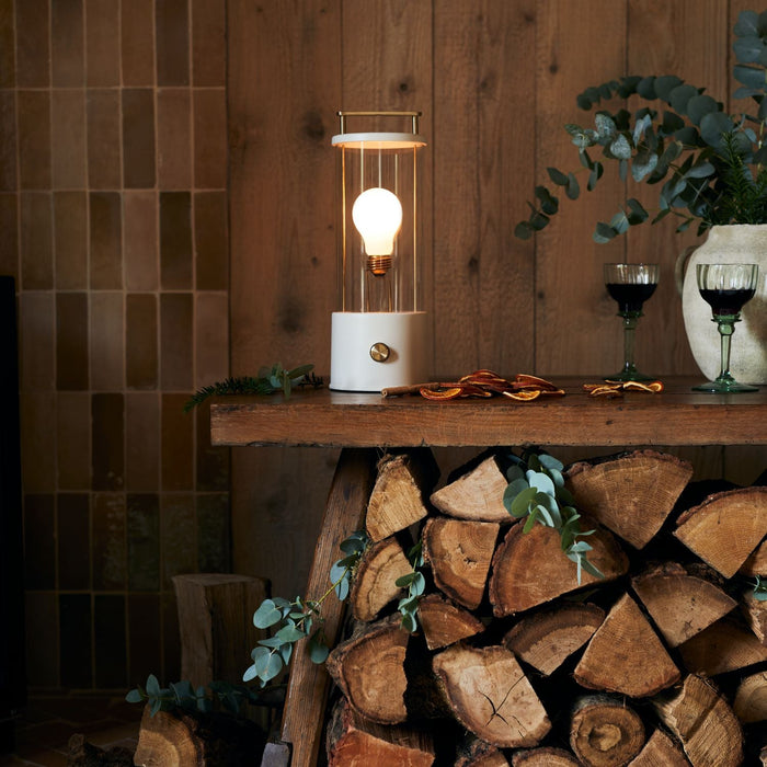 The Muse Portable Lamp in Candlenut White - Sweatfully