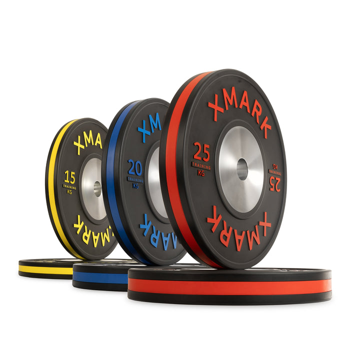XMARK Striped Premium IWF Training Bumper Plates (KG) Pairs and Sets No Set - Sweatfully