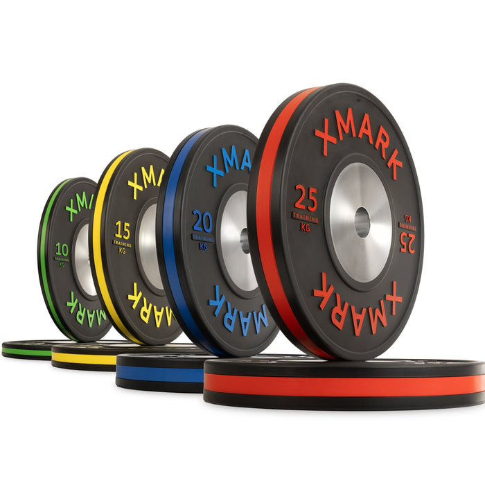 XMARK Striped Premium IWF Training Bumper Plates (KG) Pairs and Sets No Set - Sweatfully
