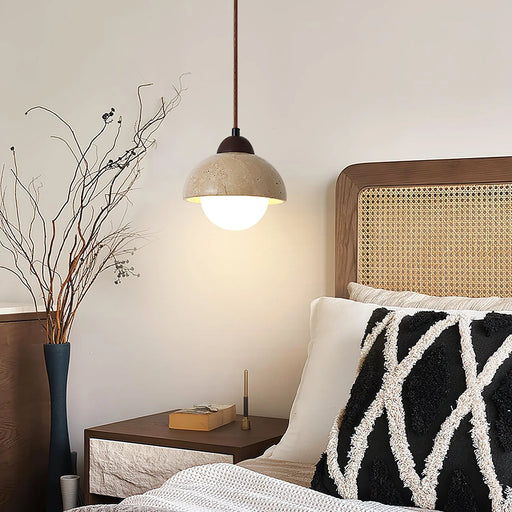 Travertine Glass Semicircle Pendant Light - Sweatfully