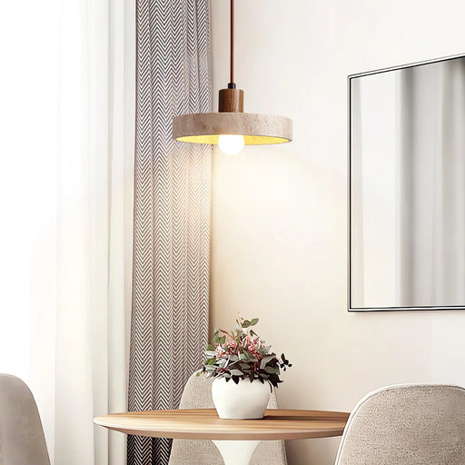 Travertine Piedra Wood Pendant Light - Sweatfully