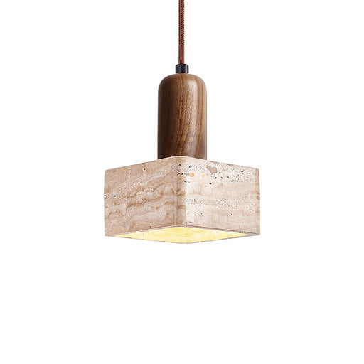Travertine Talla Wood Pendant Lamp - Sweatfully