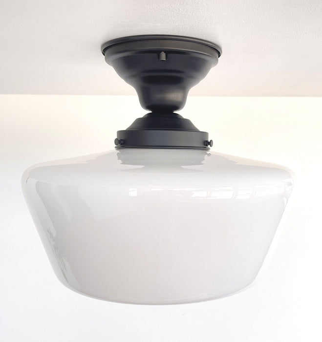 Large Urban Schoolhouse Milk Glass LIGHT Fixture - Sweatfully