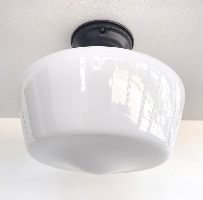 Large Urban Schoolhouse Milk Glass LIGHT Fixture - Sweatfully