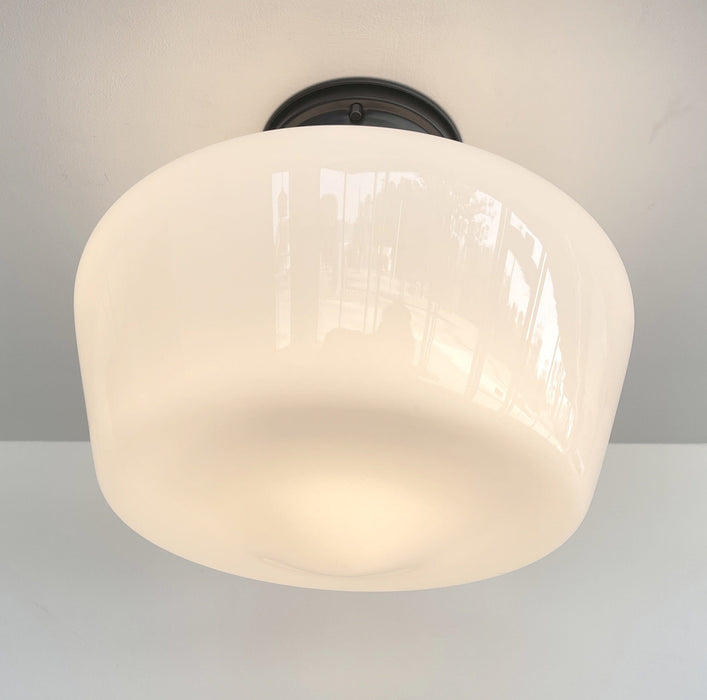Large Urban Schoolhouse Milk Glass LIGHT Fixture - Sweatfully