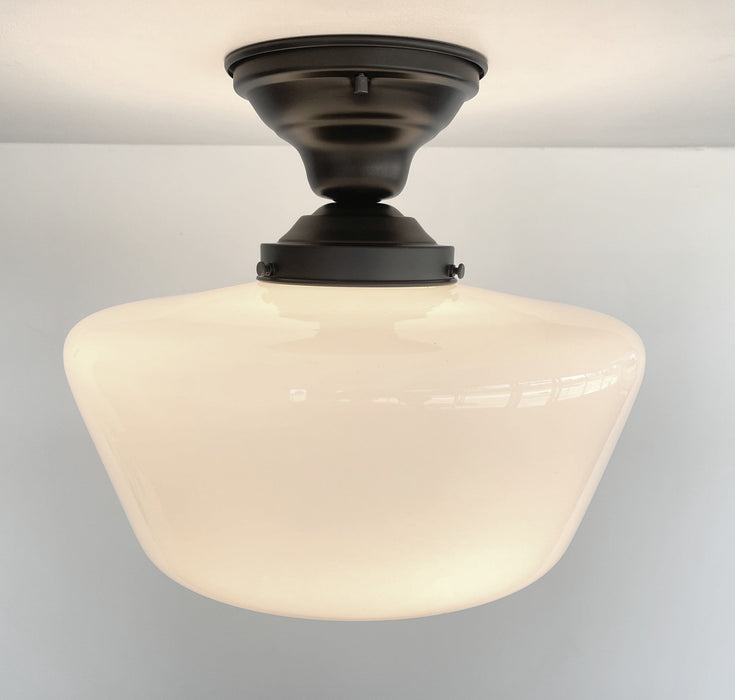 Large Urban Schoolhouse Milk Glass LIGHT Fixture - Sweatfully