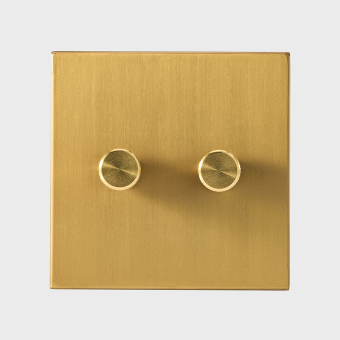 Double Rotary Wall Dimmer in Brass - Sweatfully