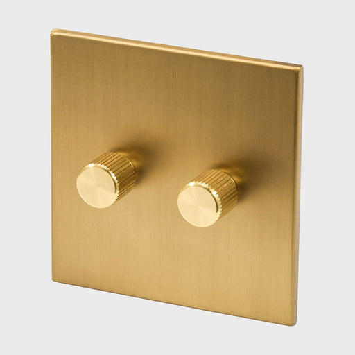 Double Rotary Wall Dimmer in Brass - Sweatfully