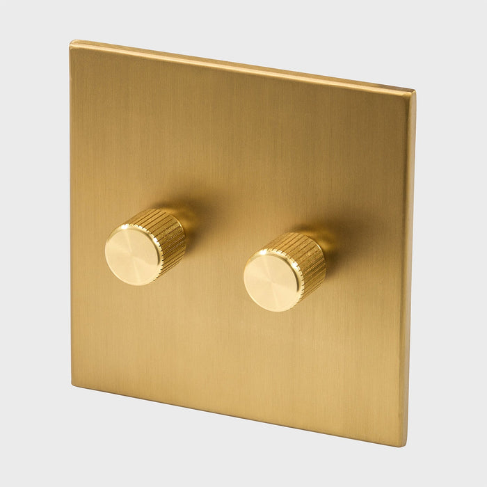 Double Rotary Wall Dimmer in Brass - Sweatfully