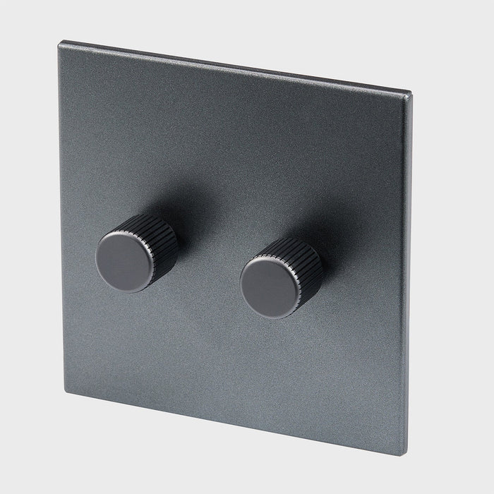 Double Rotary Wall Dimmer in Graphite - Sweatfully