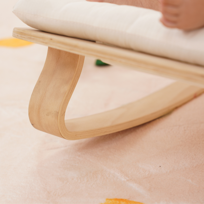 Avenlur Nest Wooden Baby Rocker – Natural Infant Lounger with Soft Padded Seat - Sweatfully